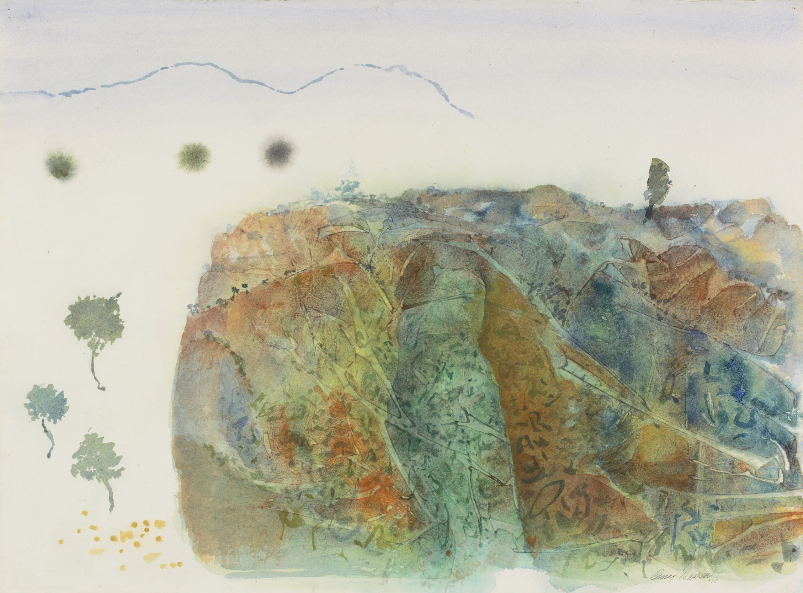 Guy Warren 'Woman and Landscape' 2015 Watercolour 57 x 77 cm