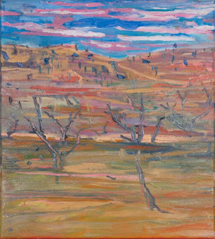 Nicole Kelly 'Pink coloured ridge' 2023 oil on polyester 51 x 46 cm