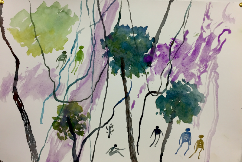 Guy Warren 'Rambling' 2021 watercolour, unframed 38 x 58 cm
