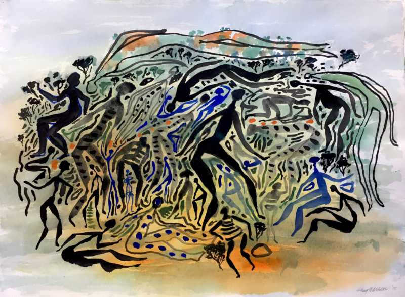 Guy Warren 'All together (I)' 2010 watercolour, framed 57 x 76 cm