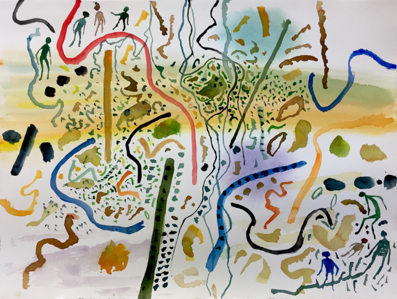 Guy Warren 'Wandering' 2021 watercolour, framed 57 x 76 cm