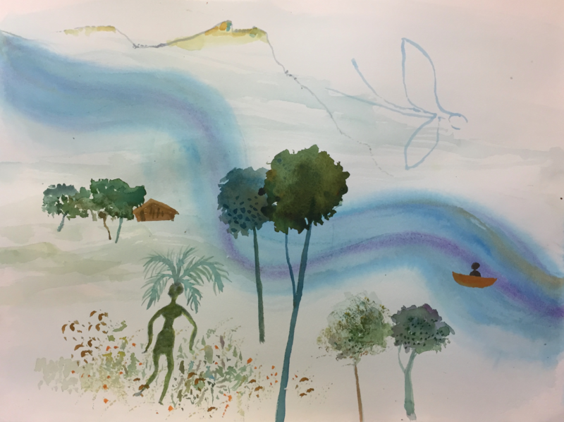 Guy Warren 'Revisiting' 2021 watercolour, unframed 57 x 76 cm