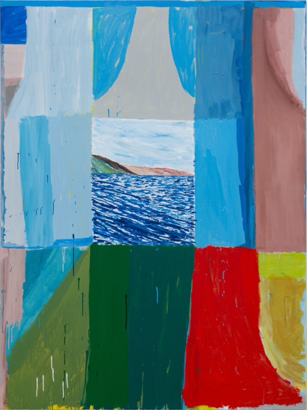 4. Sally Anderson 'Quilt for August (belly full of South Coast view)' 2022 acrylic on polycotton 183 x 137 cm