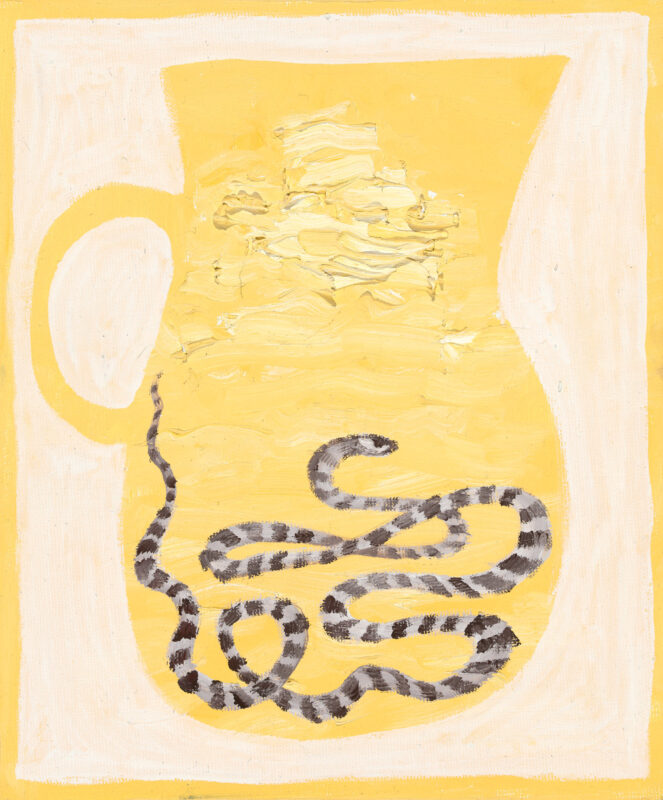 Tai Snaith 'Snake in the cream (study) ' 2024 oil on timber panel, unframed 41 x 30.5 cm $900
