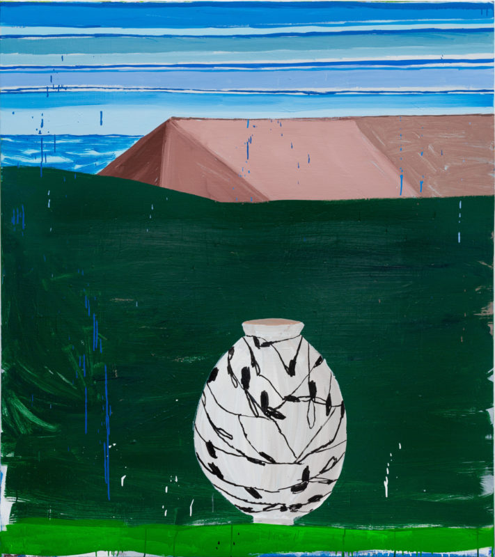 10. Sally Anderson 'Vessel made of me after Peter Schlesinger with floating rooftop after Northern Rivers floods' 2022 acrylic on polycotton 153 X 137