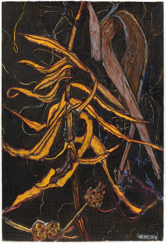 7. Suzanne Archer 'Cutting-Custodian Series' 2020 ink and chalk pastel, unframed 113 x 76.5 cm
