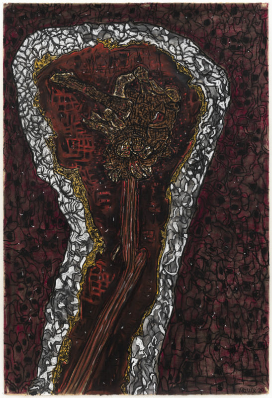 9. Suzanne Archer 'Hunter-Custodian Series ' 2020 ink and chalk pastel, unframed 113 x 76.5 cm