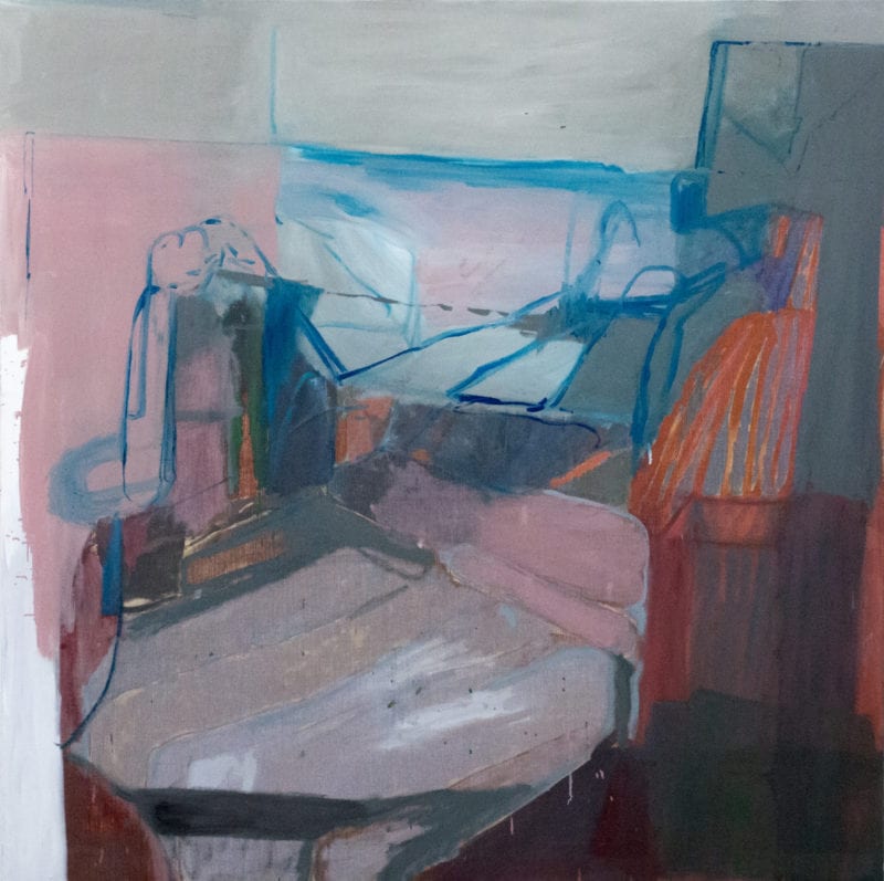 Amber Wallis 'Figure and Bed' 2018 Oil on linen 150 x 150 cm