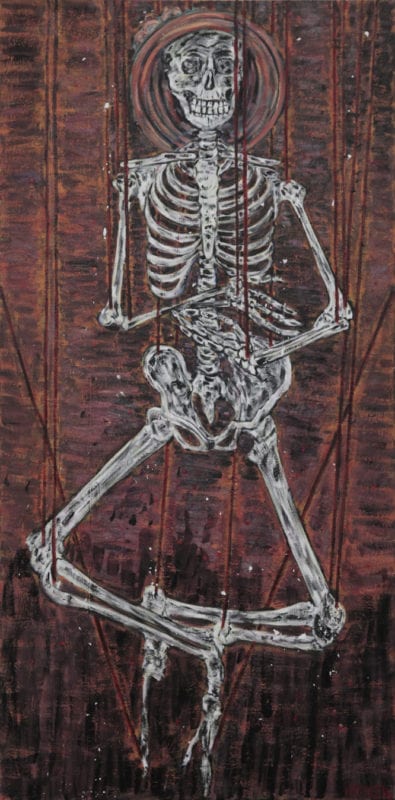  Suzanne Archer 'Six Skeletons from the closet no 3' 2014 encaustic on canvas 200 x 100 cm 