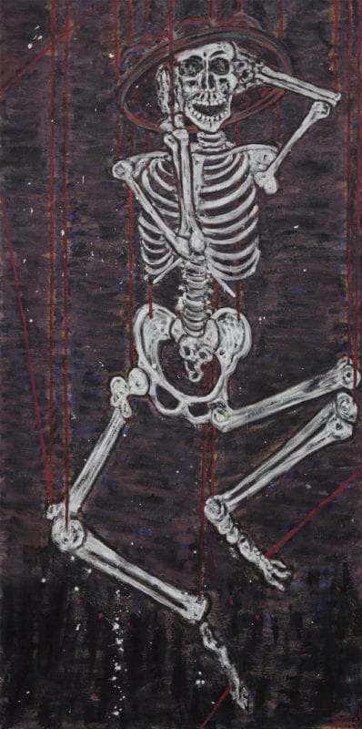 Suzanne Archer 'Six Skeletons from the closet no 4' 2014 encaustic on canvas 200 x 100 cm 