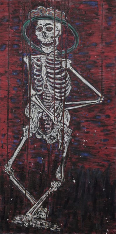 Suzanne Archer 'Six Skeletons from the closet no 6' 2014 encaustic on canvas 200 x 100 cm 