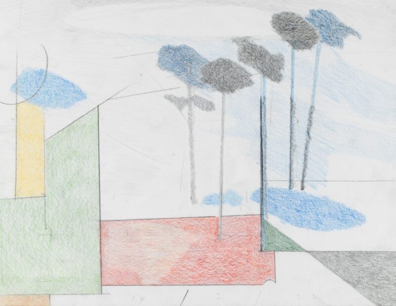 Martin George 'Blue trees (sequence)' 2022 pencil on paper 25 x 32.5 cm $400