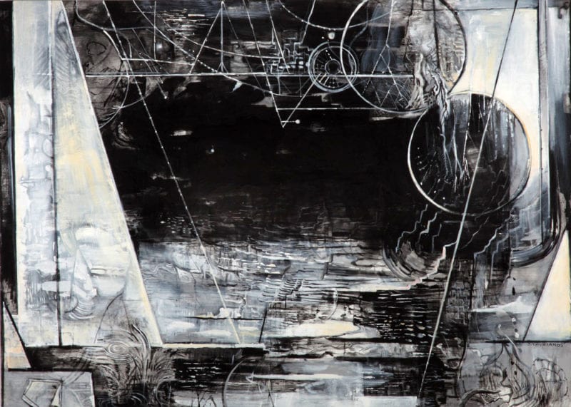 Wendy Stavrianos 'Connecting Threads (Beginning)' 2019 acrylic on canvas 188 x 263 cm $40,000