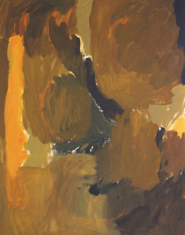 1. Eleanor Louise Butt 'Untitled (brown, black, orange)' 2019 oil on cotton 127 x 100 cm SOLD