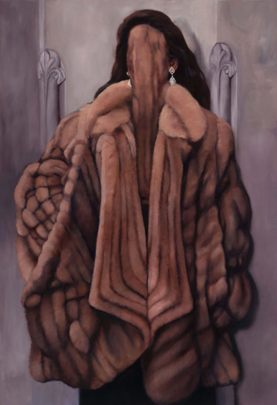 Heidi Yardley 'Femme en fourrure' 2021 oil on linen 170 x 117 cm