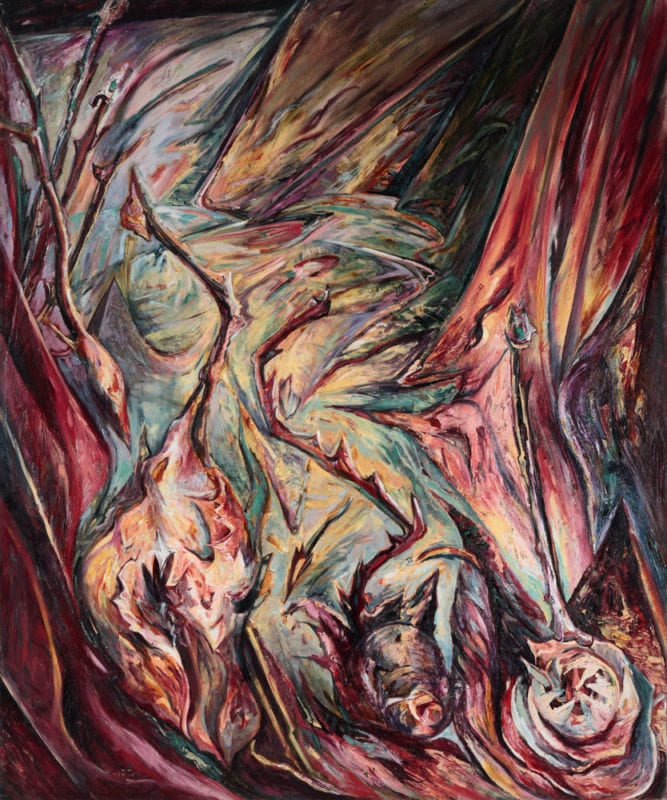 Wendy Stavrianos 'Dance of Rose and Thorn' 1986 Acrylic base, oil on canvas 183 x 152 cm