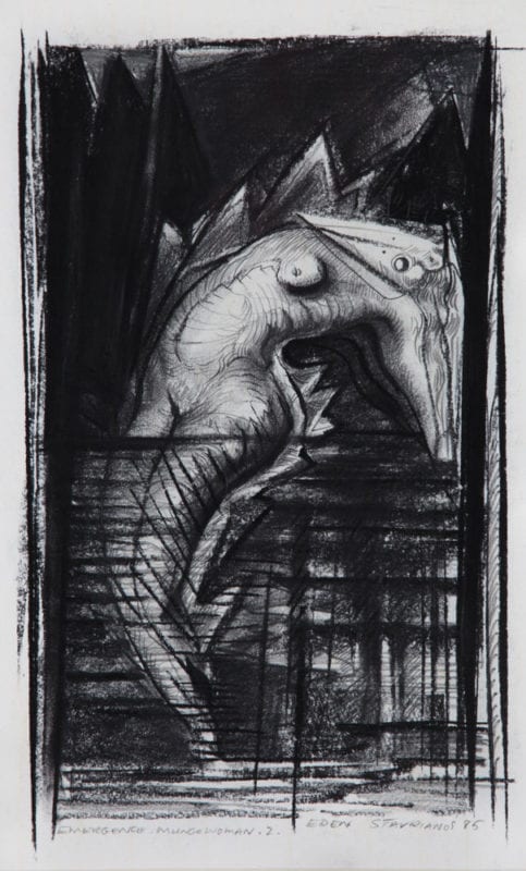 Wendy Stavrianos 'Emergence Mungo Woman 2 (Eden) (Night Series)' 1985 Pencil and conte on paper 32 x 20 cm