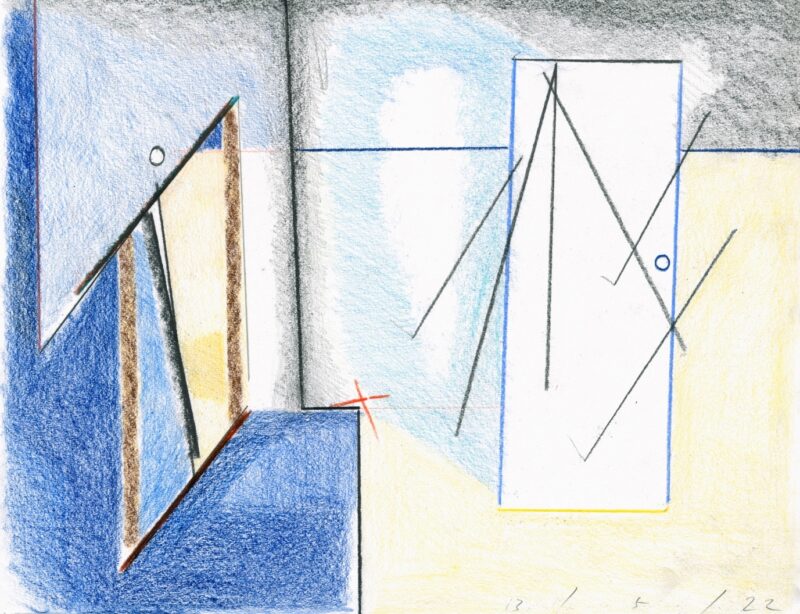 Martin George 'Evening shadow (door)' 2022 pencil on paper 25 x 32.5 cm $400