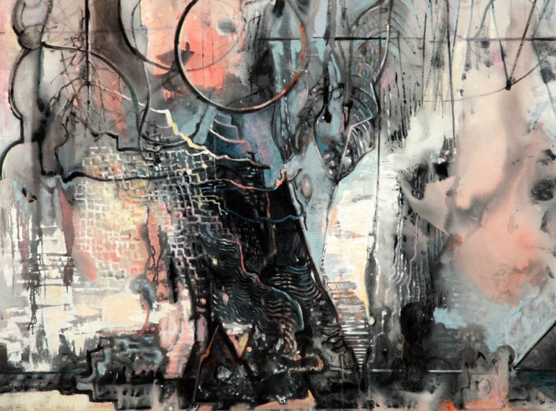 Wendy Stavrianos 'Evolving Connections' 2018-19 acrylic on canvas 128 x 173 cm $20,000