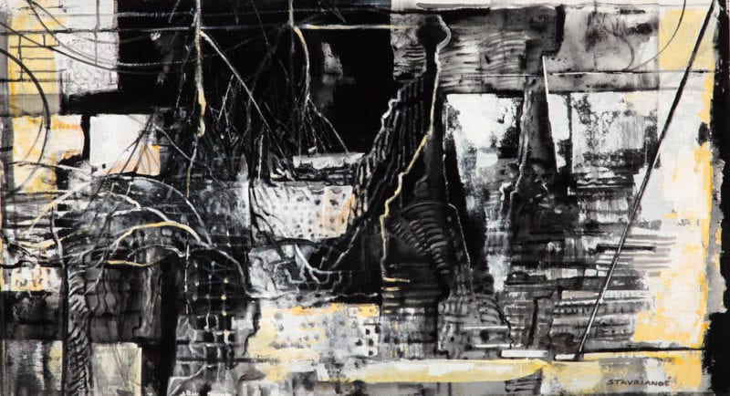 Wendy Stavrianos 'Forgotten Threads' 2019 acrylic on canvas 63 x 115 cm $6,000