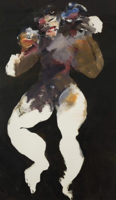 Gordon Shepherdson 'Girl on Steps with Four Masks' 1991 oil and enamel on paper 150 x 107 cm