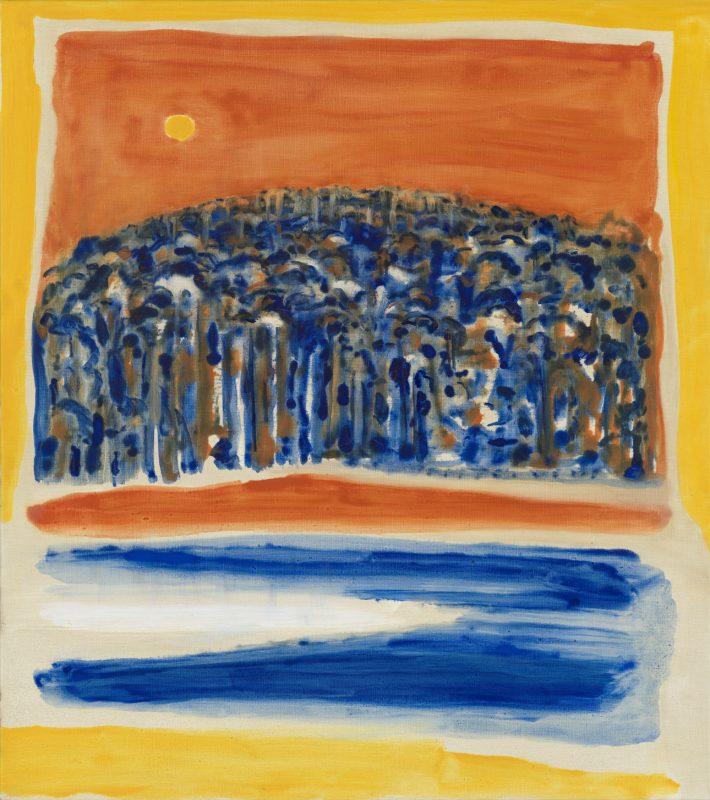 Betra Fraval 'Graphic landscape (Bundanon)' 2025 oil on linen 91.5 x 81.5 cm $5,900