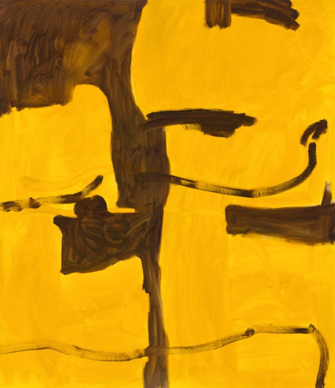Eleanor Louise Butt 'Large abstraction in brown and yellow' 2020 oil on cotton 200 x 173 cm