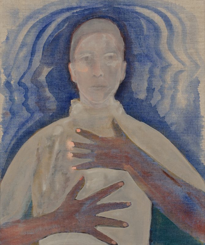 Betra Fraval 'Heavy to hold' 2025 synthetic polymer on linen 60 x 50 cm $2,900