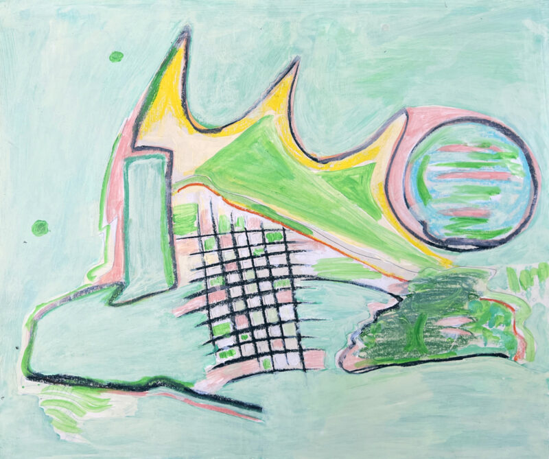 Virginia Cuppaidge 'Outside city limits' 1976 gouache 35.5 x 42.5 cm $1,800