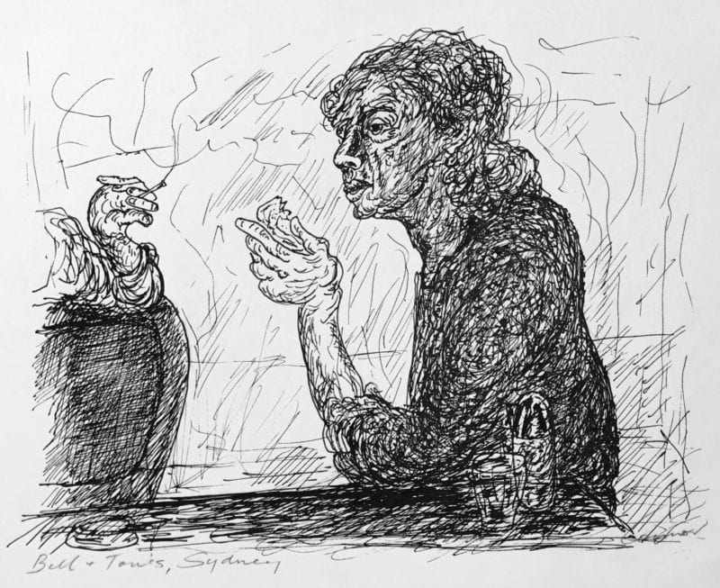 Kevin Connor 'Bill & Tony's, Sydney' ink on paper 29 x 38.5 cm