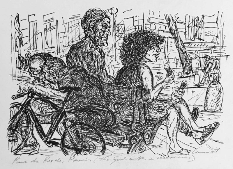Kevin Connor 'Rue de Rivoli, Paris (the girl with the two ice creams)' ink on paper 29 x 38.5 cm 