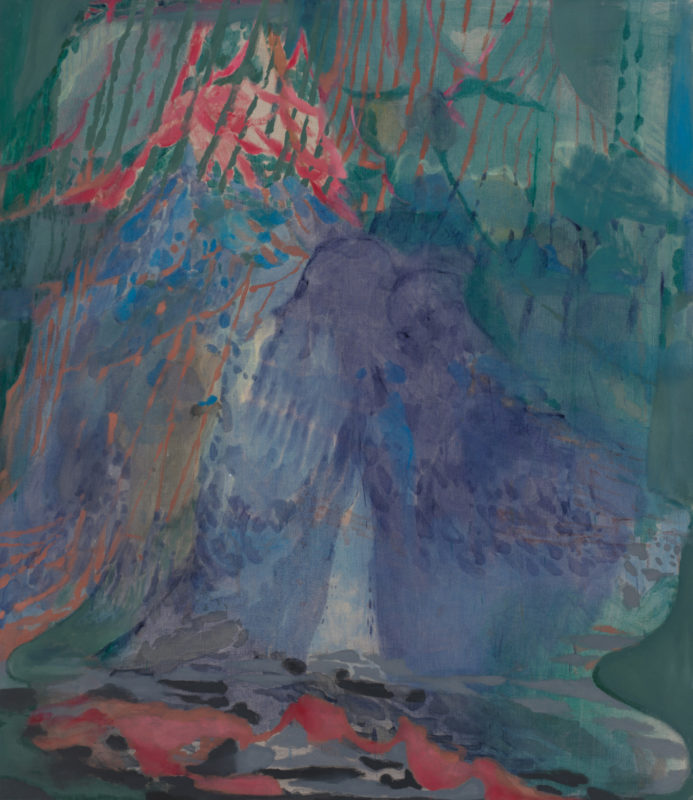 Amber Wallis 'Interior landscape veils, two presences and tent like openings' 2021 oil on linen 150 x 130 cm