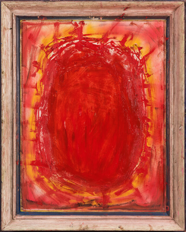 James Drinkwater 'Thy kingdom come' 2021 oil on wood found object 108.3 x 86.6 cm
