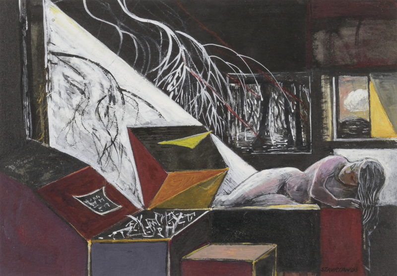 Wendy Stavrianos 'Metaphysical room 3' 2011 acrylic on paper 14 x 19 cm