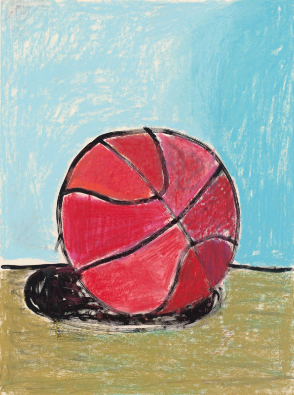 Rhys Lee 'Basketball' 2021 unframed pastel and ink on paper 76 x 56 cm
