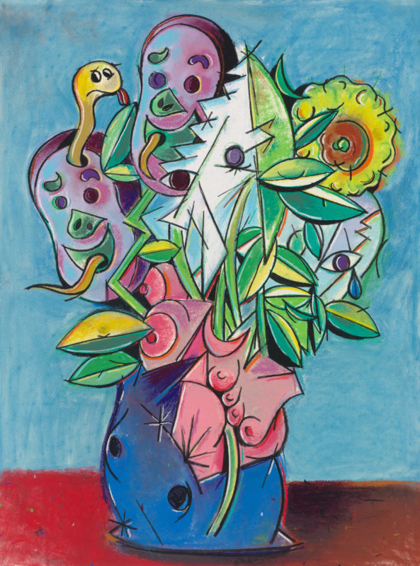 Rhys Lee 'Bouquet for a friend 2' 2021 unframed pastel on paper 76 x 56 cm