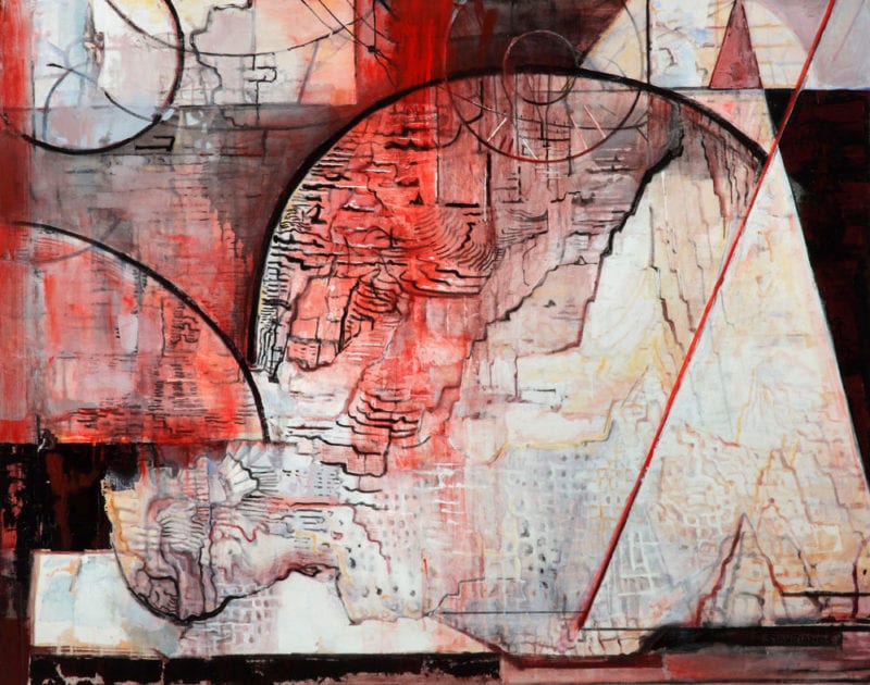 Wendy Stavrianos 'Navigating from the Edge' 2018-19 acrylic on canvas 138 x 174 cm $22,000