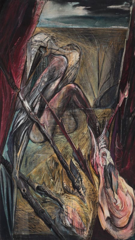 Wendy Stavrianos 'Primeval Cave of Desire' 1986 Oil pastel and acrylic on canvas 216 x 122 cm
