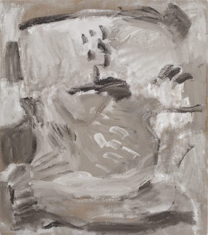 Eleanor Louise Butt 'Raw umber and white abstraction' 2020 oil on coarse linen 88 x 77 cm