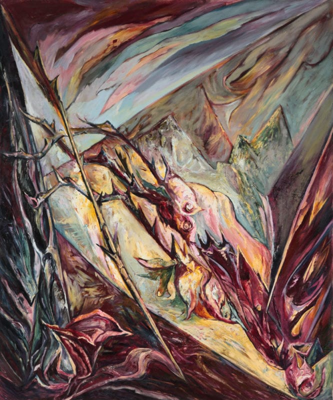 Wendy Stavrianos 'Rose and Thorn' 1987 Acrylic base, oil on canvas 183 x 152 cm