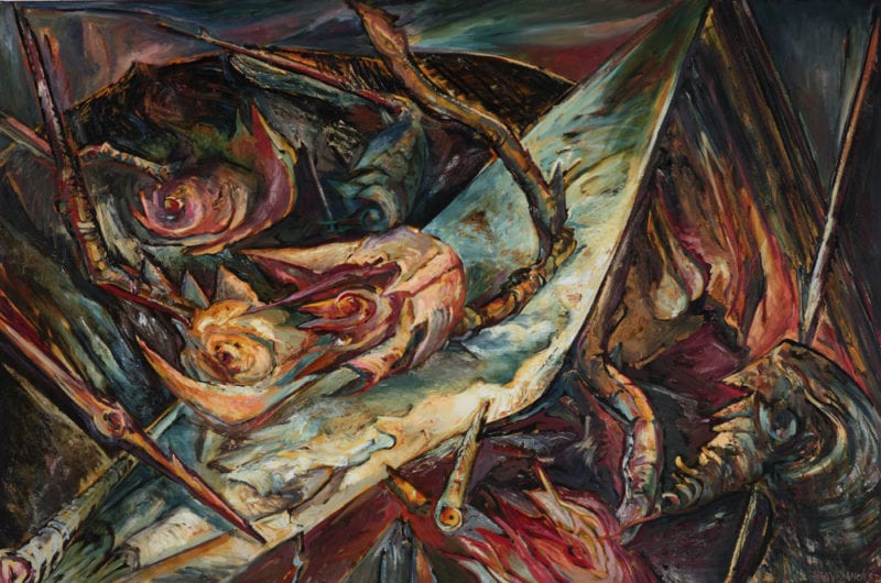 Wendy Stavrianos 'Rout of Roses' 1986 Acrylic base, oil on canvas 122 x 183 cm
