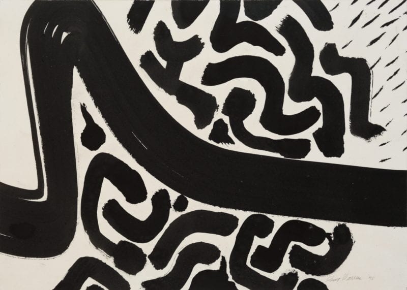 Guy Warren 'Track' 1975 black ink on paper 43 x 60 cm