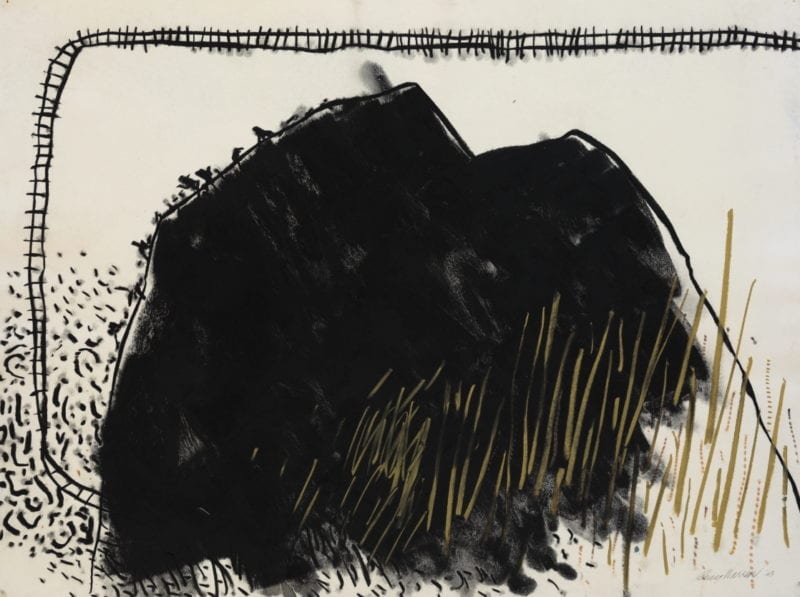 Guy Warren 'Black Mountain' 2003 charcoal and crayon on paper 57 x 76 cm