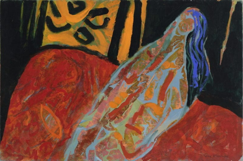 Guy Warren 'Figure with blue hair' 2010 acrylic on canvas 60 x 92 cm