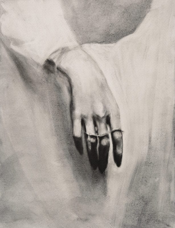 Heidi Yardley 'Bones of angels' 2019 charcoal on primed paper 48 x 38 cm SOLD