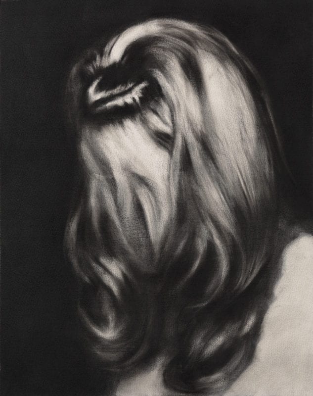 Heidi Yardley 'Combed' 2019 charcoal on primed paper 48 x 38 cm SOLD