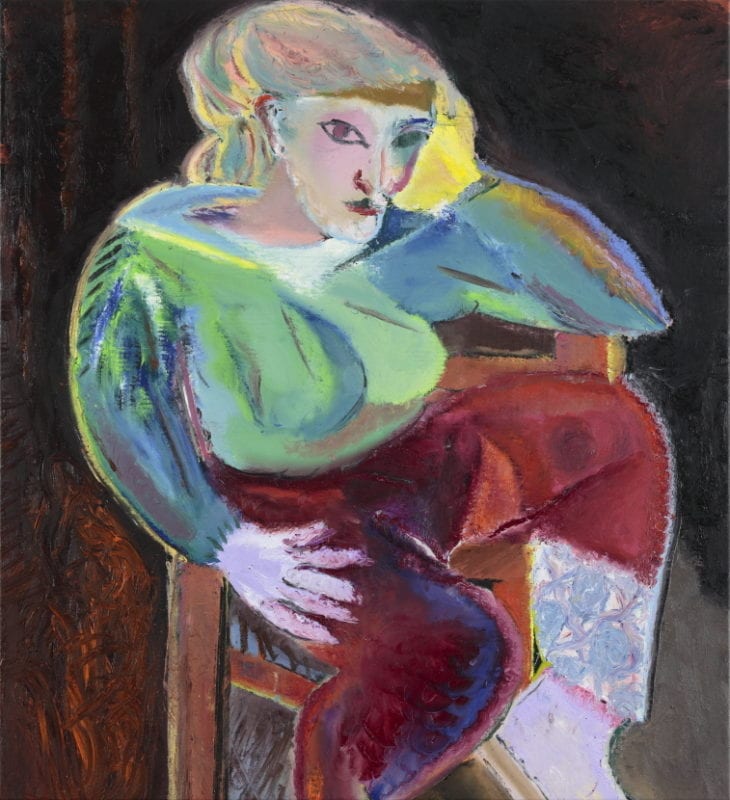 Rhys Lee 'Seated girl (after Matisse 'Young sailor 2' 1906)' 2019 oil on canvas 108 x 98 cm