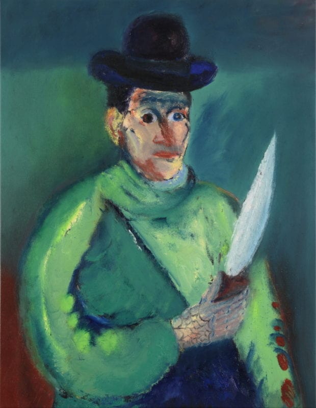 Rhys Lee 'Robert the roof plumber' 2019 oil on canvas 98 x 76 cm