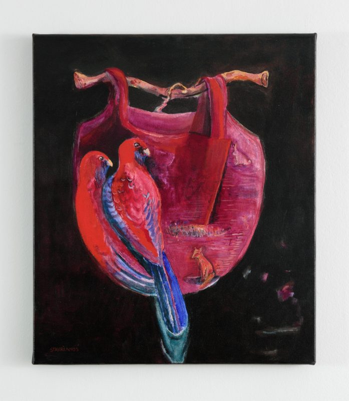 Wendy Stavrianos 'Gathering pouch' 2025 acrylic on canvas 72 x 61 cm $5,500