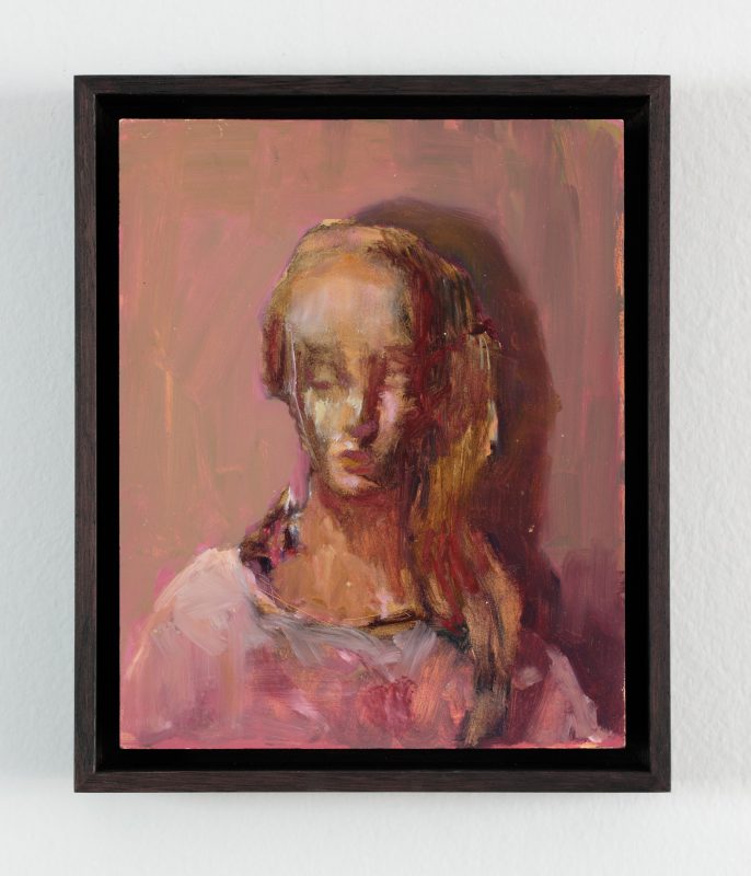 Kez Hughes 'Lover by lover (study)' 2025 oil on board 25 x 20 cm $1,900